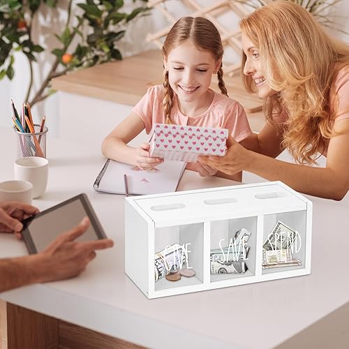 Miniatura 4 de Alcancía de madera para niños, caja de ahorro de dinero para adultos, bancos para niños y monedas, alcancía para niños y niñas, alcancía visualizada