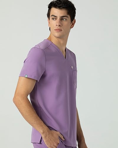 Miniatura 2 de Mediclo Camisa médica médica para hombre - Crevan Essential 3 bolsillos Eco amigable con el medio ambiente FYSEL tela con cuello en V camisa ropa de
