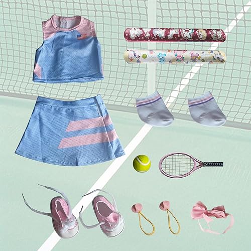 Miniatura 4 de Ropa y accesorios para muñecas de 18 pulgadas, 18 muñecas de tenis, trajes deportivos, falda corta, diademas, banda para el pelo, calcetines de