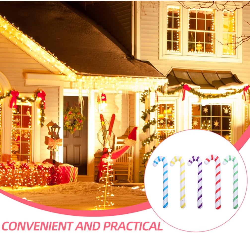 Gadpiparty 10pcs Inflatable Candy Canes Xmas Decorations for Festivities Material Easy to Inflate for Holiday Parties Family Gatherings
