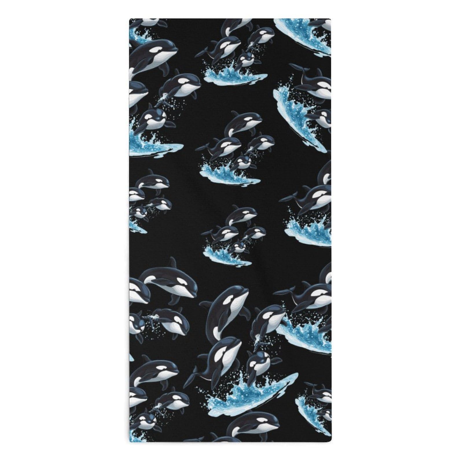 TXFBTRFSA Killer Whale Orca Whale Family Hand Towels for Adult Face Towel Bath Beach Swim Accessories
