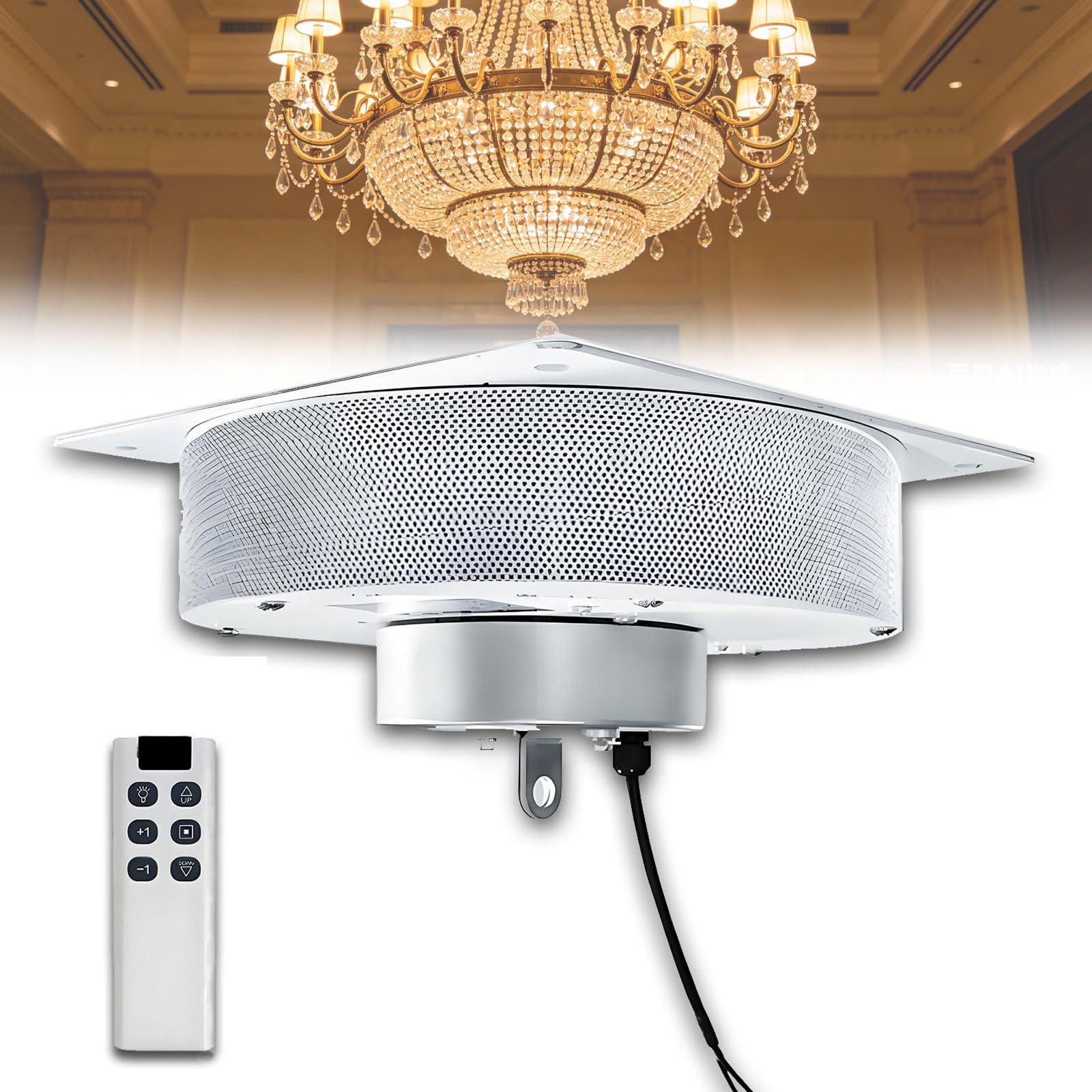 Ascenseur de lustre motorisé 40kg lève-lampe suspendu pour plafond haut de villa