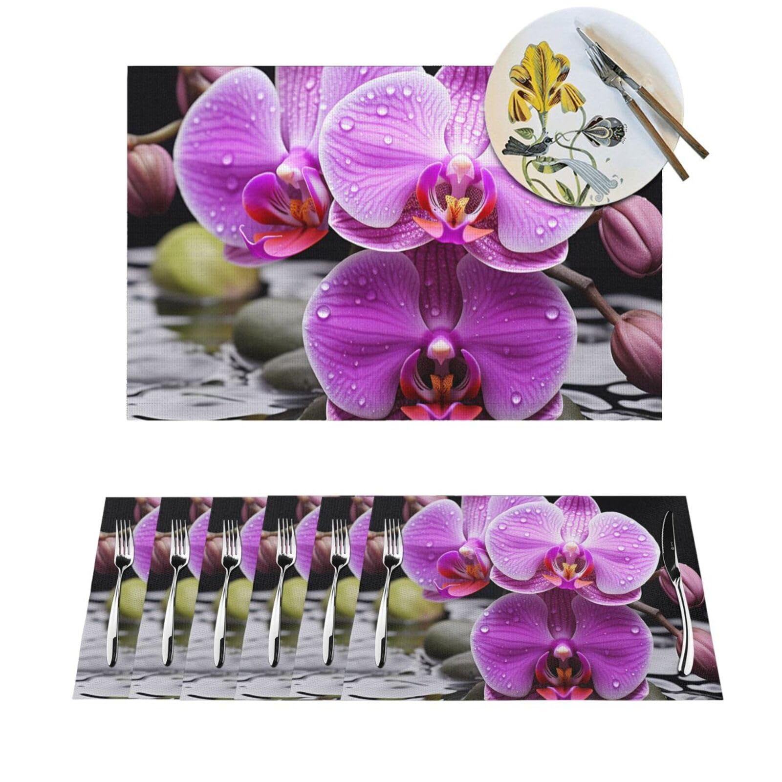 Sets de table rectangulaires en PVC tissé lavable violet