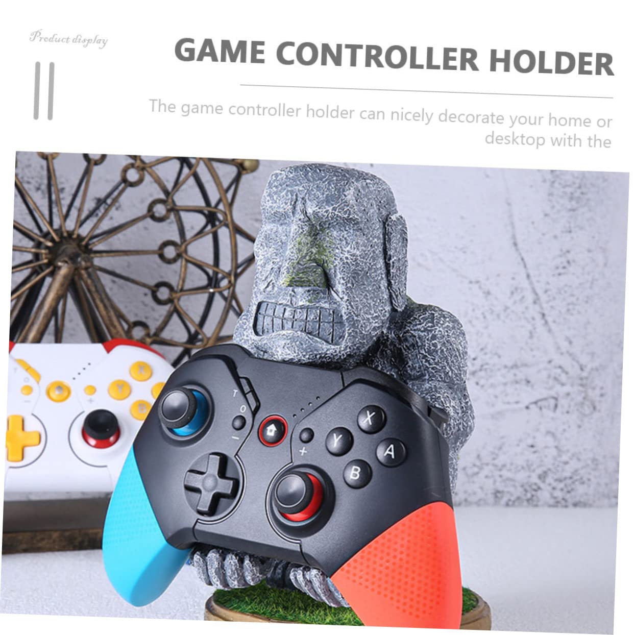 Mikikit Controller Accessorio per a Supporto Forma Gioco Resina in di Statua Moai, Decorativo Pratico Unico Scrivania e Casa Gamer