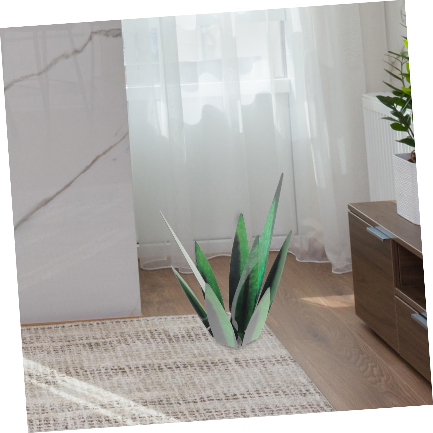 BESPORTBLE Ornement Plante Grasse Artificielle en Métal Vert, Décor Créatif pour Jardin, Bureau et Restaurants, Facile à Nettoyer