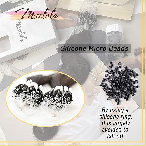 Miniatura 3 de Misslala Extensiones de cabello humano ondulado con microperlas de 18 pulgadas, para bricolaje, extensiones de cabello humano ondulado con micro