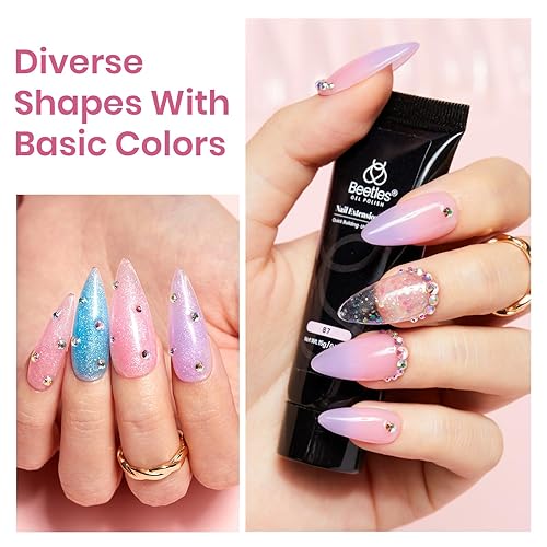 Miniatura 5 de beetles Gel Polish Kit de extensión de uñas de polietileno, 12 colores, gelatina transparente, purpurina nude, rosa, constructor, juego de