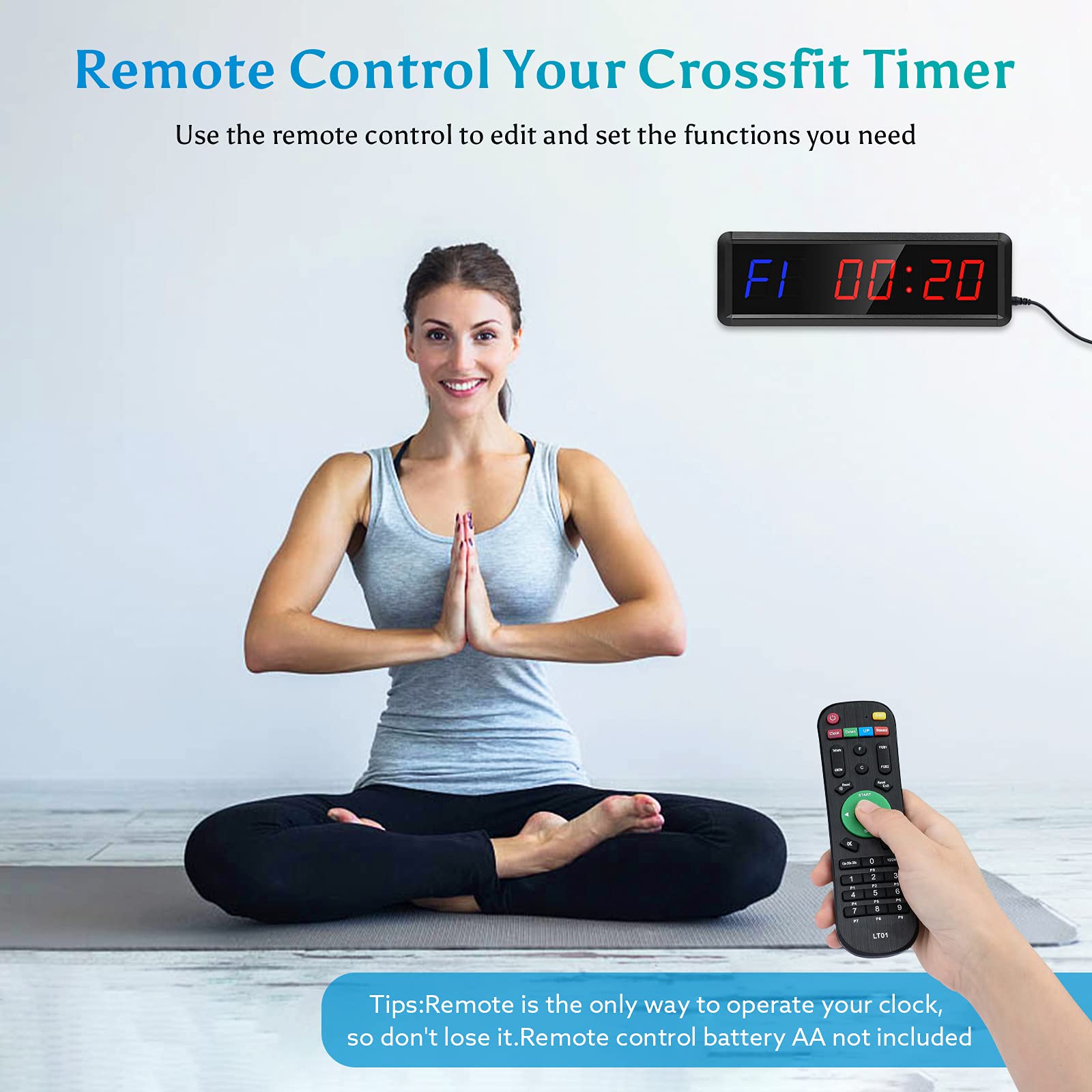 Seesii Upgraded Gym Timer Stopwatch Clock with Remote, 1.5 inch LED