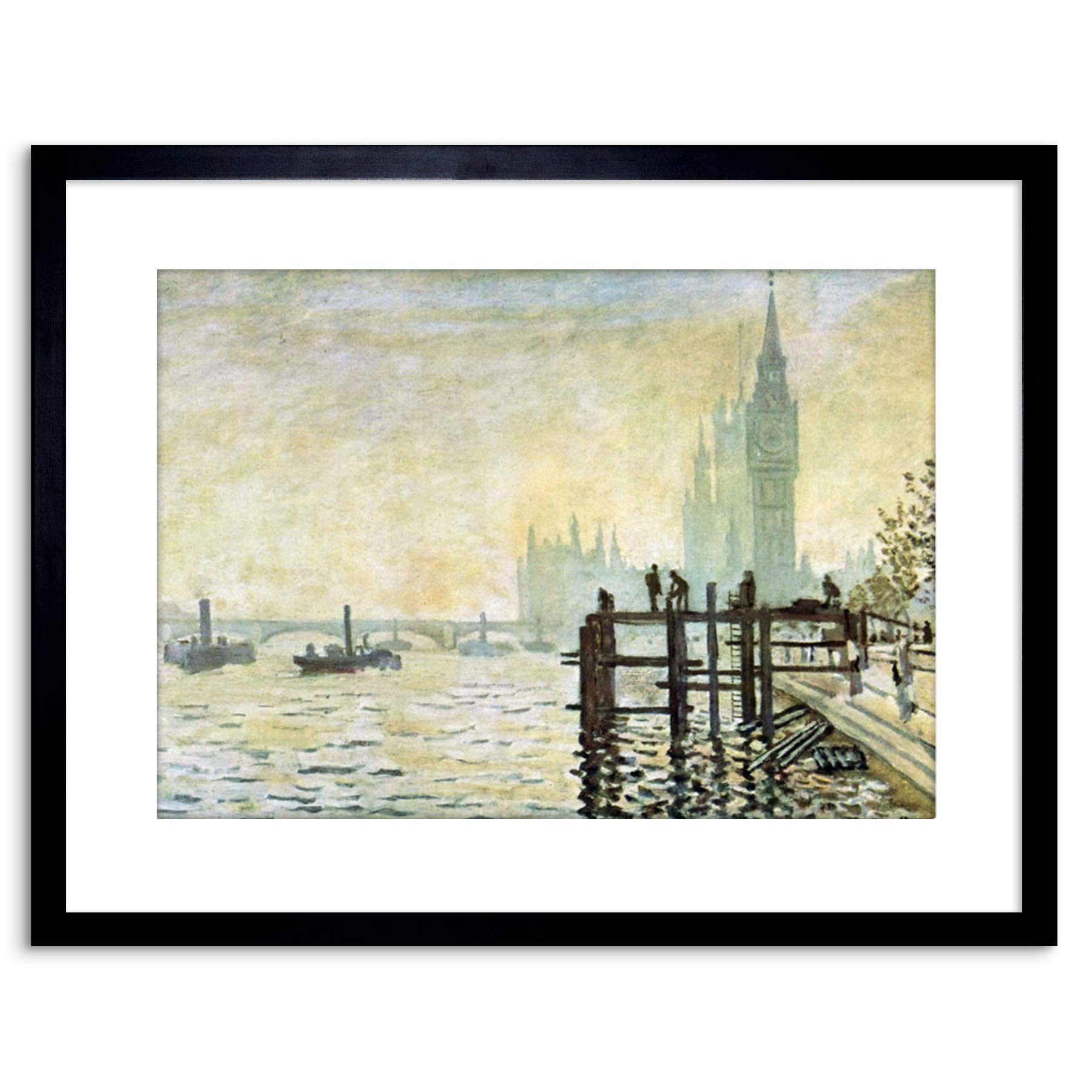Wee Blue Coo Painting Monet Westminster Bridge London Framed Wall Art Print