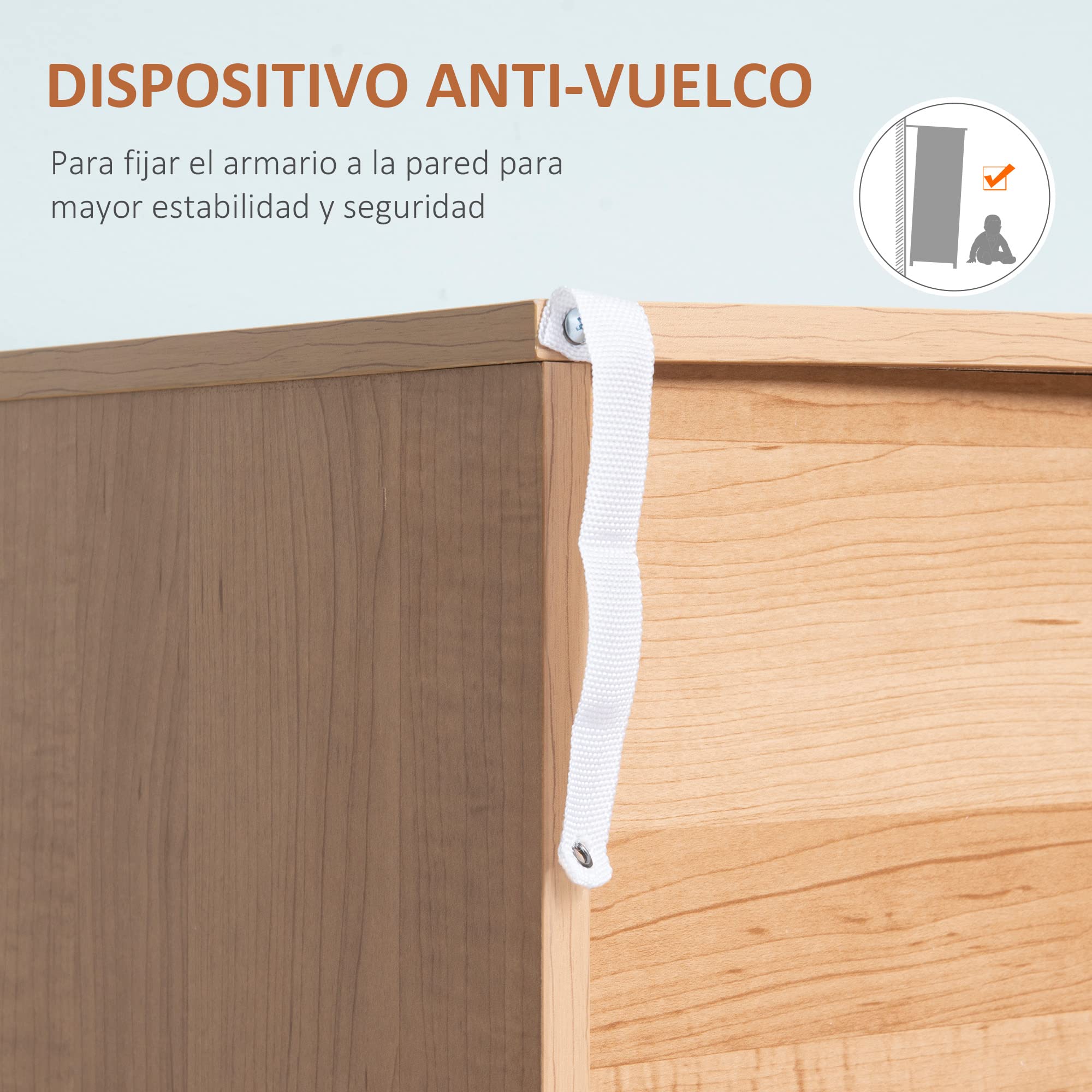HOMCOM Cómoda de Madera 3 Cajones Dormitorio 80x39x80 cm Blanco Natural