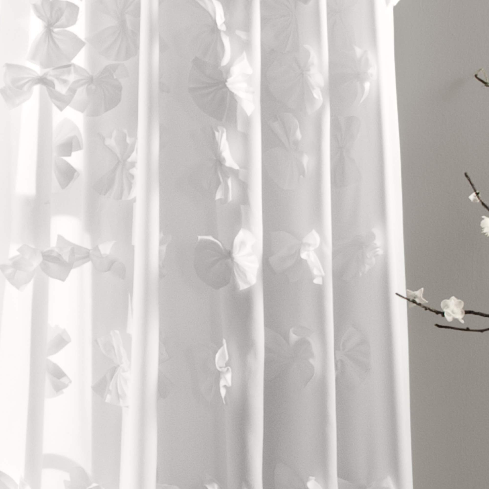 Lush Decor Riley Panneau de Rideau de fenêtre Fait à la Main avec nœuds charmants – Rideau Simple élégant filtrant la lumière pour Salon, Salle à Manger ou Chambre à Coucher – 137,2 x 213,4 cm (l x