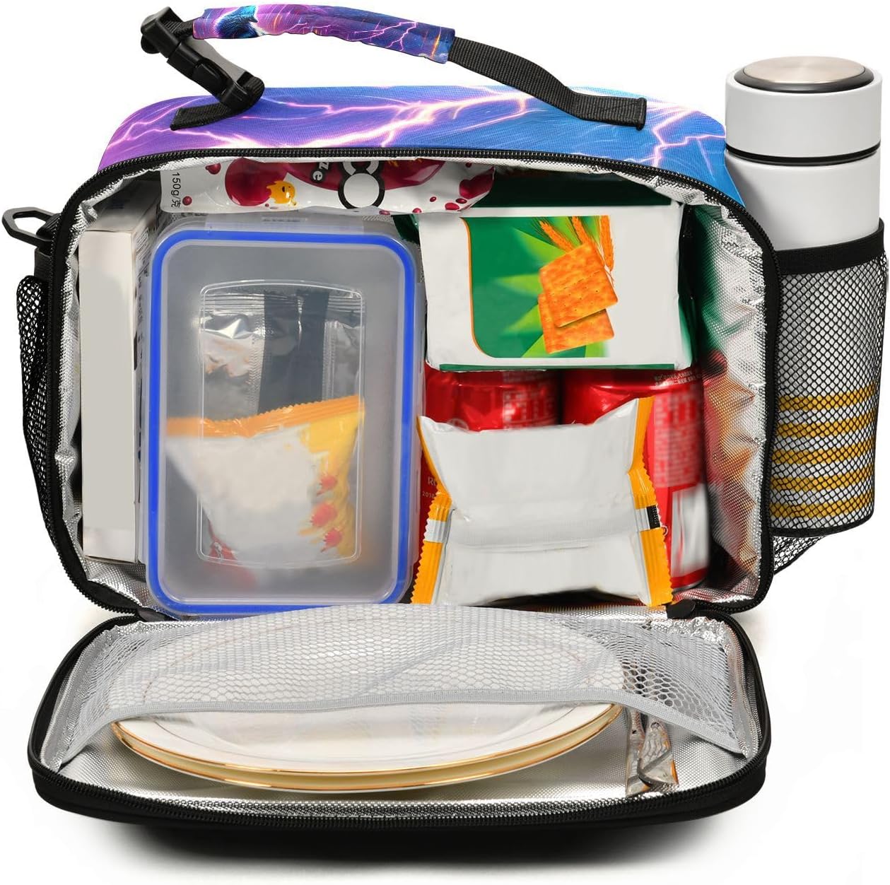 Wolf Howling in Moon Night Lunch Box for Boys Girls Insulated Lunch Bag Kids Cooler Tote Shoulder Strap Reusable School Picnic Travel Office