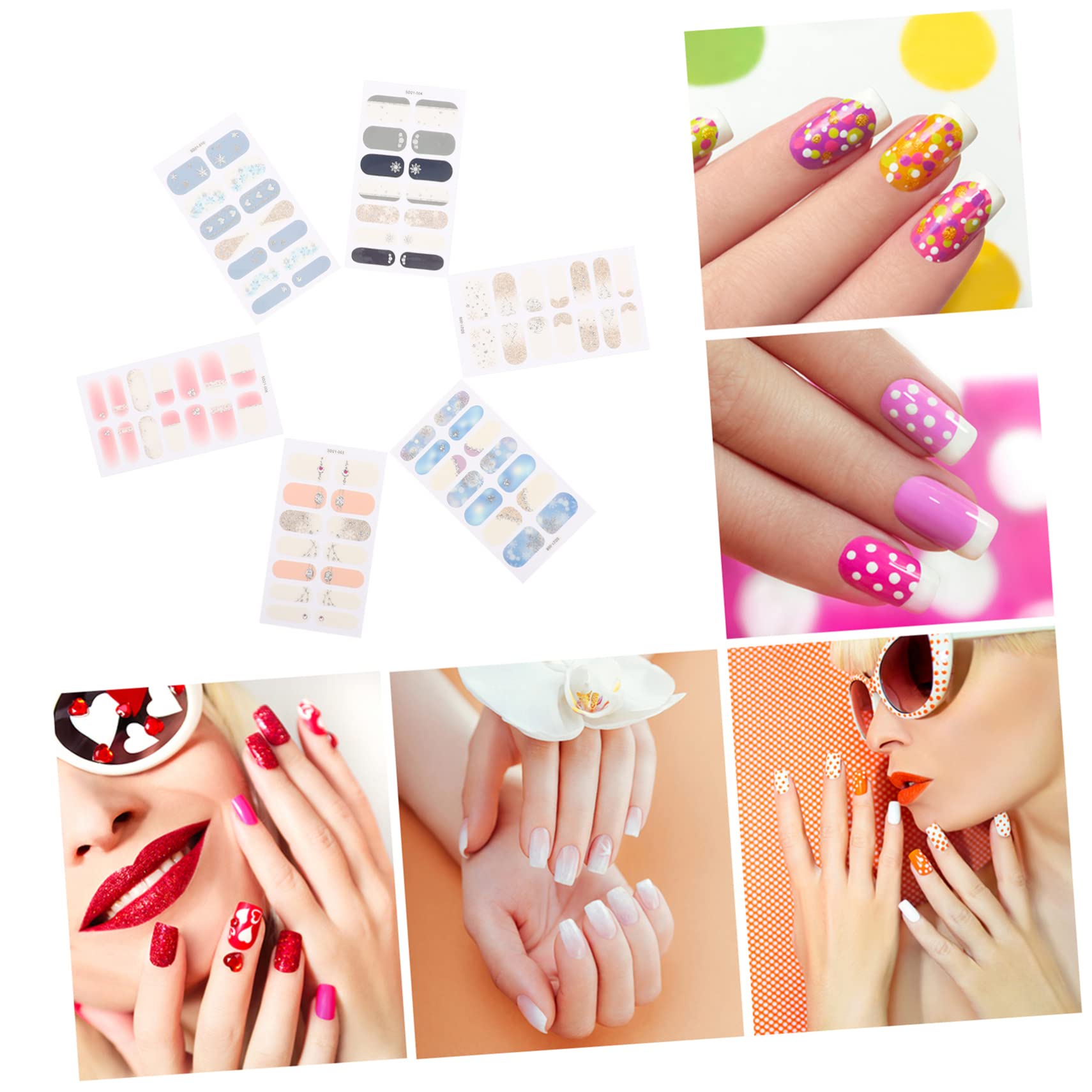 VALICLUD 5 Set Adesivi Per Unghie Decalcomanie Autoadesive Per Nail Art Per Stile Unico 6 Fogli*5