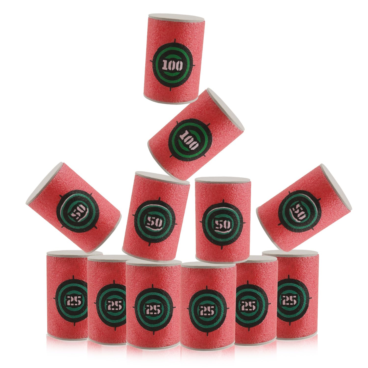 WALWAL 12Pcs Soft Bullet Target, Bullet Dart Target - Foam Shooting Game, Compatible for NERF N-Strike Blasters Guns(Red)