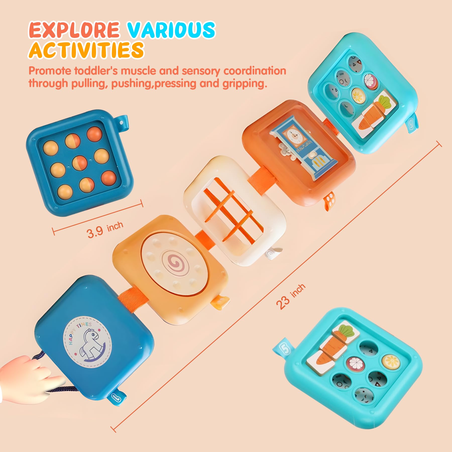 Tablero de actividades para niños de 1 año, juguetes de viaje para niños pequeños de 1 a 3 años, tablero Montessori Busy Cube, juguetes regalos para niños de 1 año 3