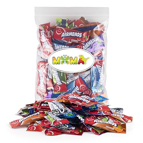 Airheads - Mini barras de dulces  1.5 libras de sabores surtidos de frutas, envueltas individualmente, caramelo de frutas, Navidad, regalos,
