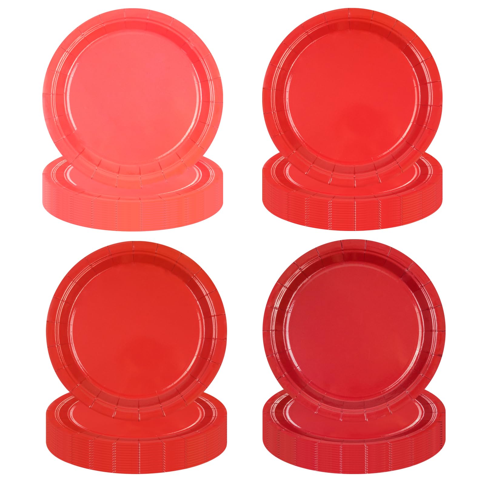 EVYIENEN 48 Stück Rote Pappteller,Kindergeburtstag Partyteller,Einwegteller Kuchen Dessertteller Sets für Graduierung Babyparty, Hochzeit,Buffet,Feiertagen(18cm)