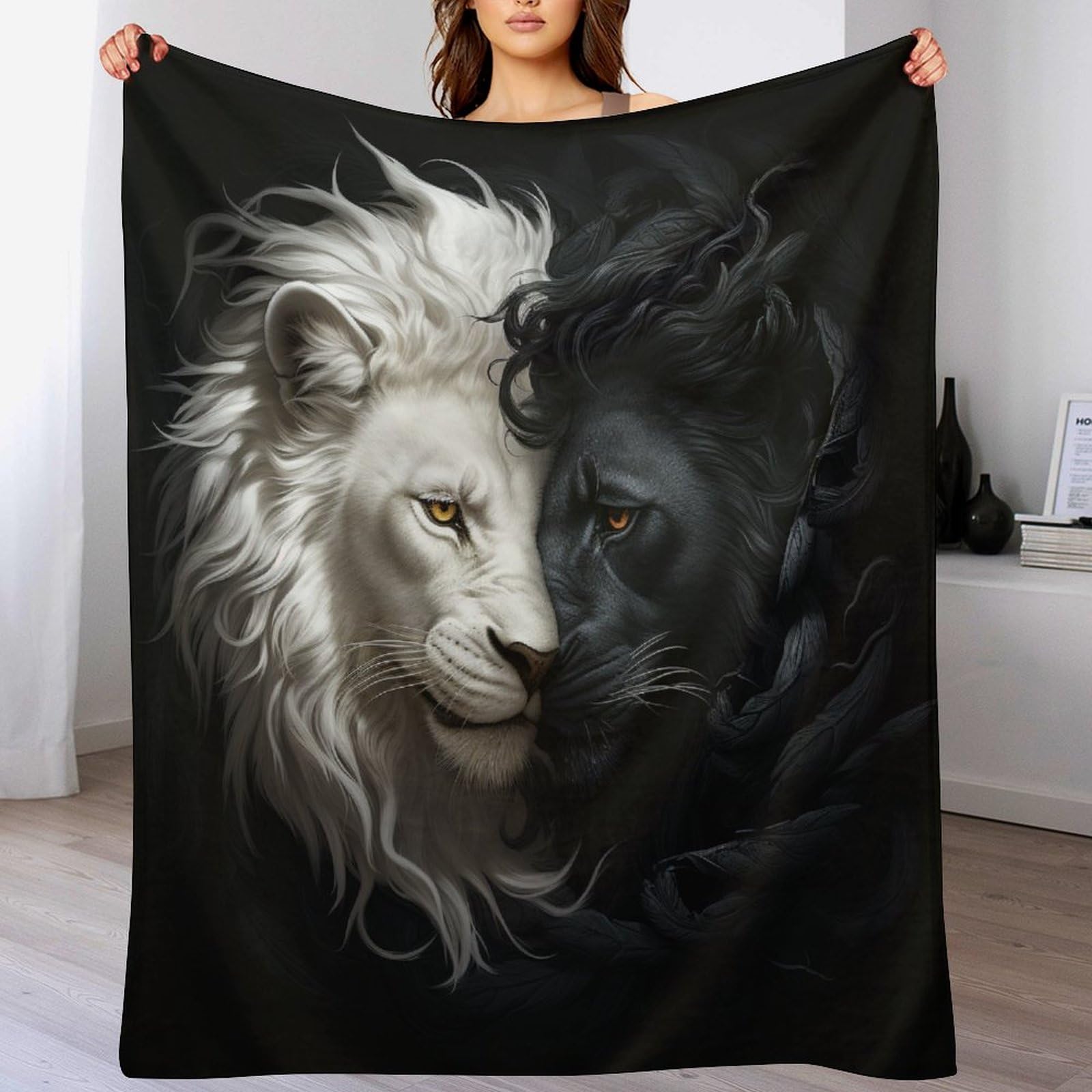 Couverture chaude lion en flanelle douce pour vos soirées cocooning au salon