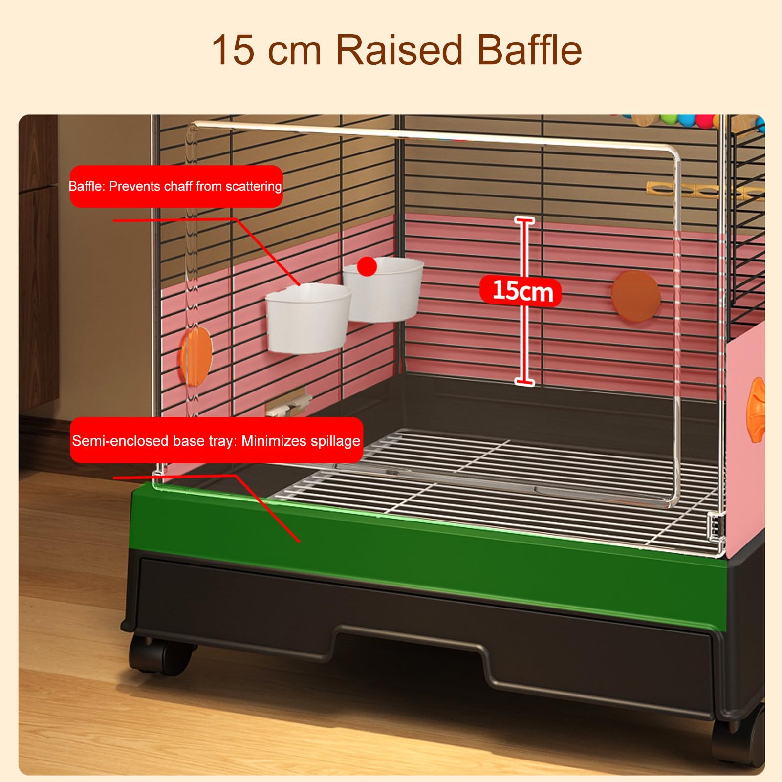 Jaula para Pájaros Moderna con Vista Panorámica 98cm, Aviario Interior con Bandeja Extraíble para Periquitos, Cacatúas, Canarios, Agapornis y Aves Pequeñas Black