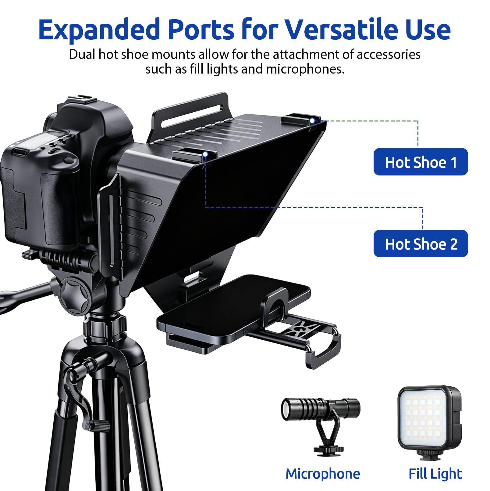 Teleprompter per Smartphone, Tablet e Fotocamere DSLR | Include Telecomando e Supporto per App, Compatibile con Obiettivi Grandangolari, Per Live Streaming e Registrazione Video