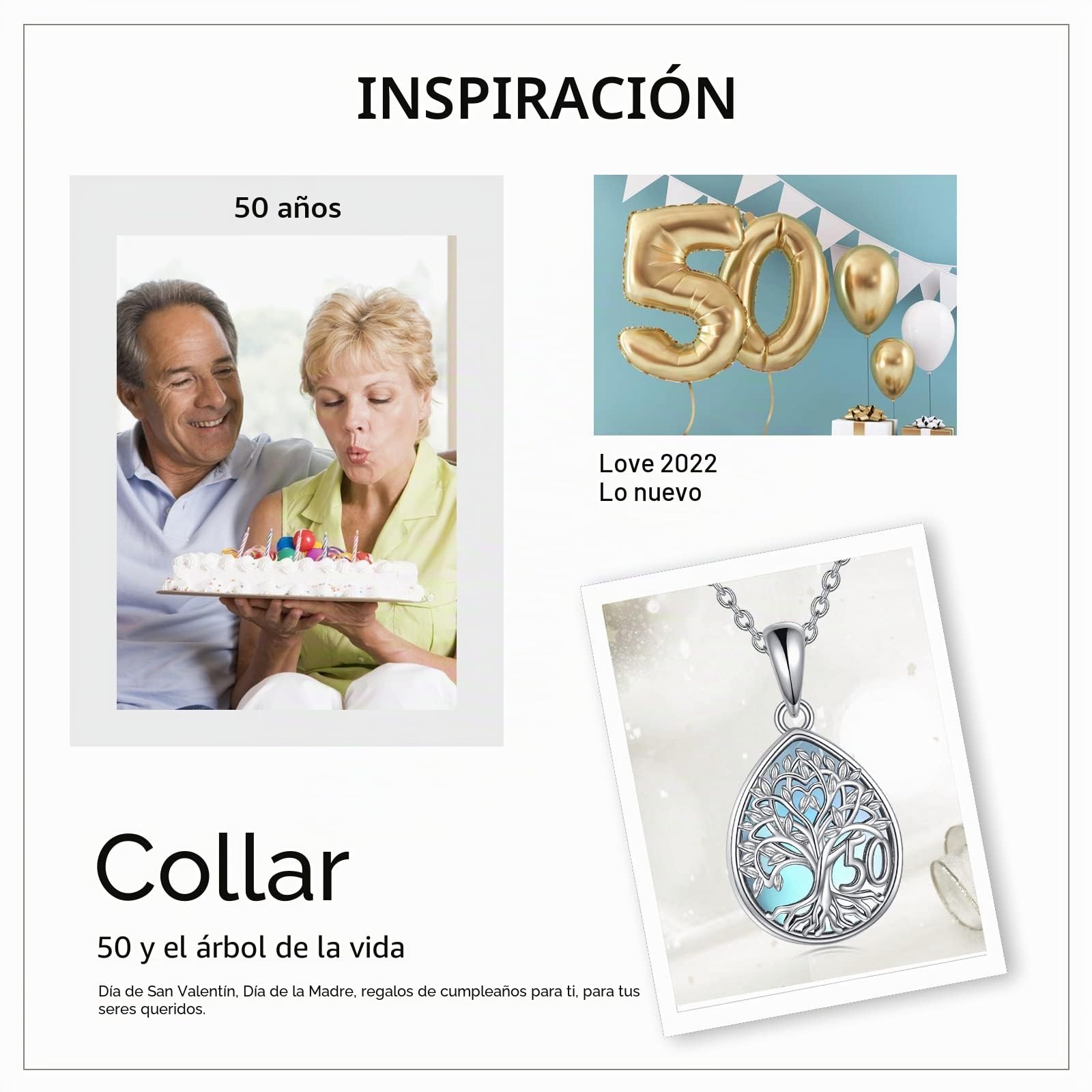 YFN 16/18/30/40/50/60/70 Años Cumpleaños Collar Árbol de la Vida Joyas Plata de Ley Colgante de Cristal Regalos para Niña Nieta