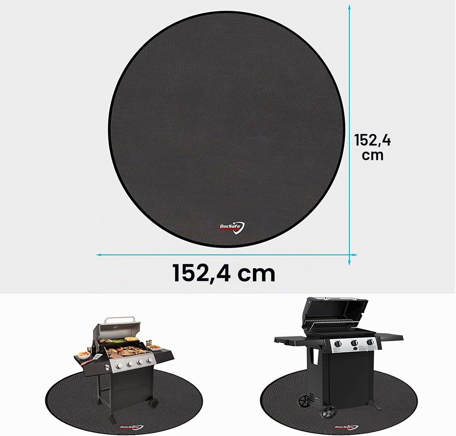 Tapis de protection rond résistant à la chaleur pour terrasse, jardin, sol, terrasse, pelouse, sol en bois, camping, pliable et résistant à l'eau 152 cm