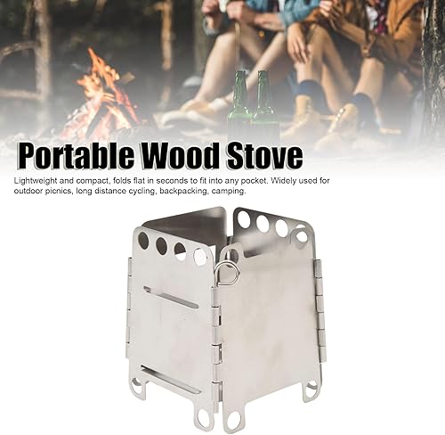 Miniatura 3 de Estufa de leña portátil Estufa de camping de acero inoxidable Estufa ultraligera para campamento mini estufa plegable de bolsillo para mochileros