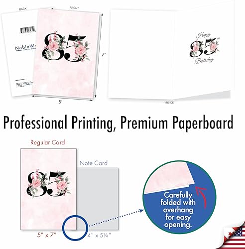 Miniatura 3 de NobleWorks - Tarjeta de felicitación de cumpleaños número 85 con sobre de 5 x 7 pulgadas (1 tarjeta) Floral Age 85 C8263MBG