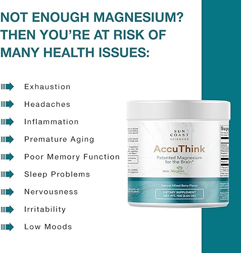 Miniatura 6 de Sun Coast Science Sun Coast Sciences AccuThink - Cerebro de magnesio patentado - Suplemento de memoria de 2.64 onzas Salud cerebral, sueño, aumento
