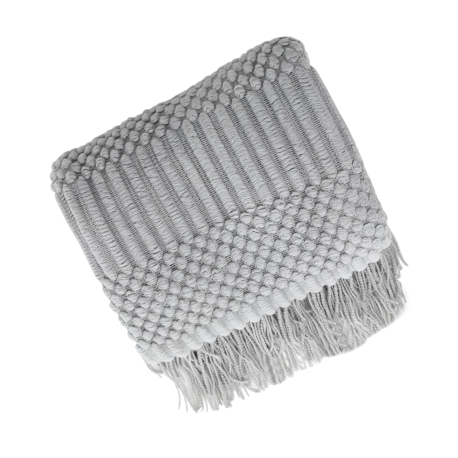 Ergocar Couverture, Couverture Tricotée Gland, Plaid Tissé Décoratif Léger et Doux, Couleur Solide Nordique Jeté Tapis à La, Plaid Jeté Canapé, pour Convient à Toutes Les Saisons