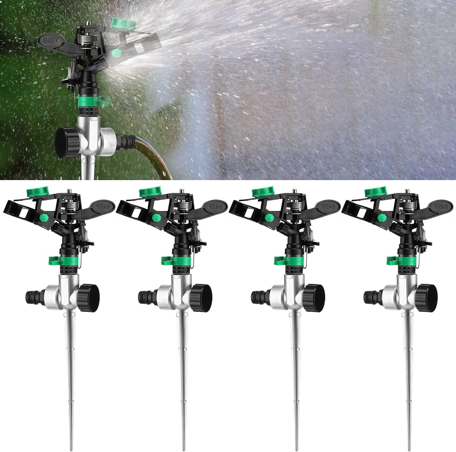 Meanplan 4 Pack Sprinklers for Yard Pulsating Impact