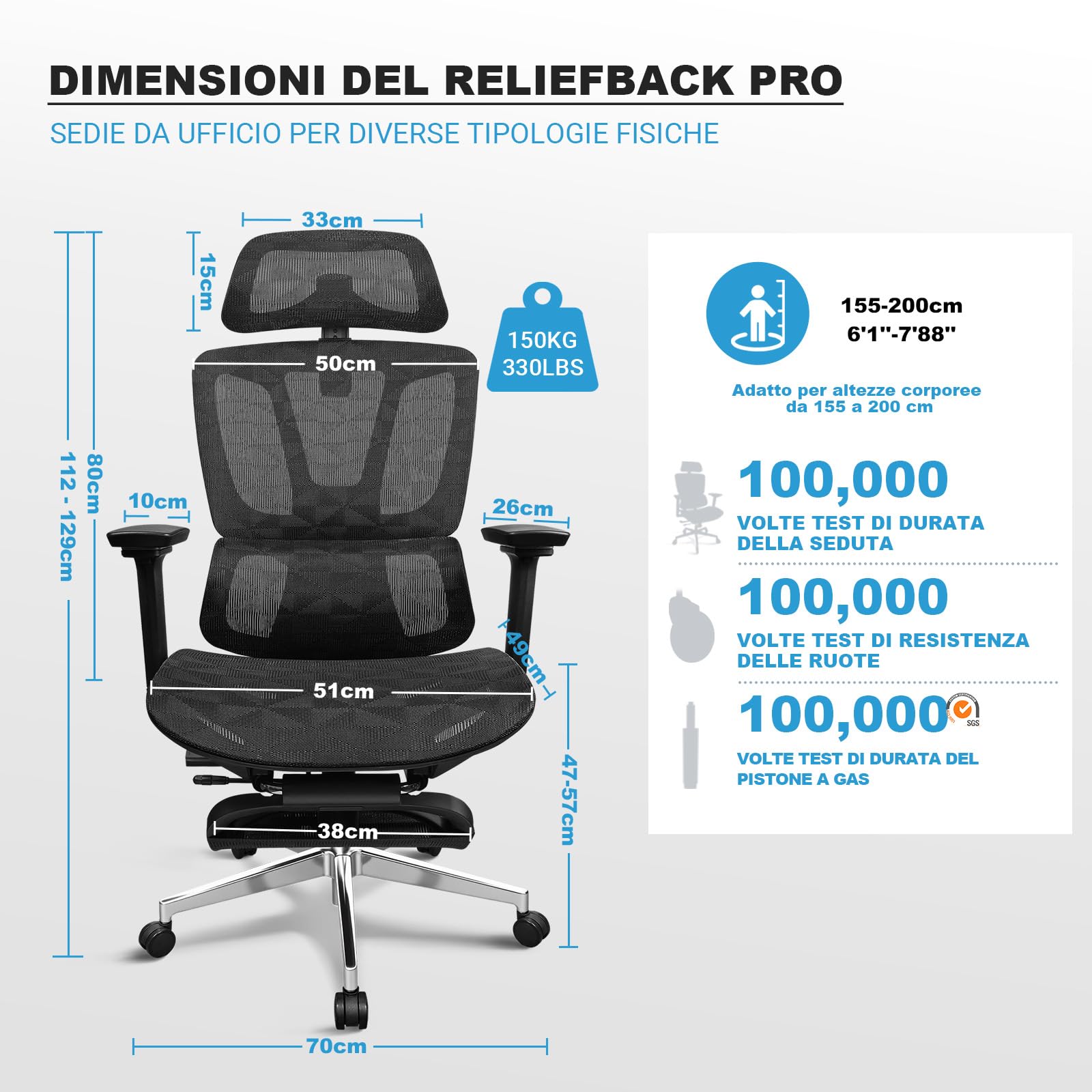 MELOKEA Sedia Ufficio Ergonomica con Poggiapiedi, Sedia Gaming in Rete | Braccioli 4D, Poggiatesta 3D, Profondità Seduta Regolabile, Inclinazione 4 Livelli, Home Office