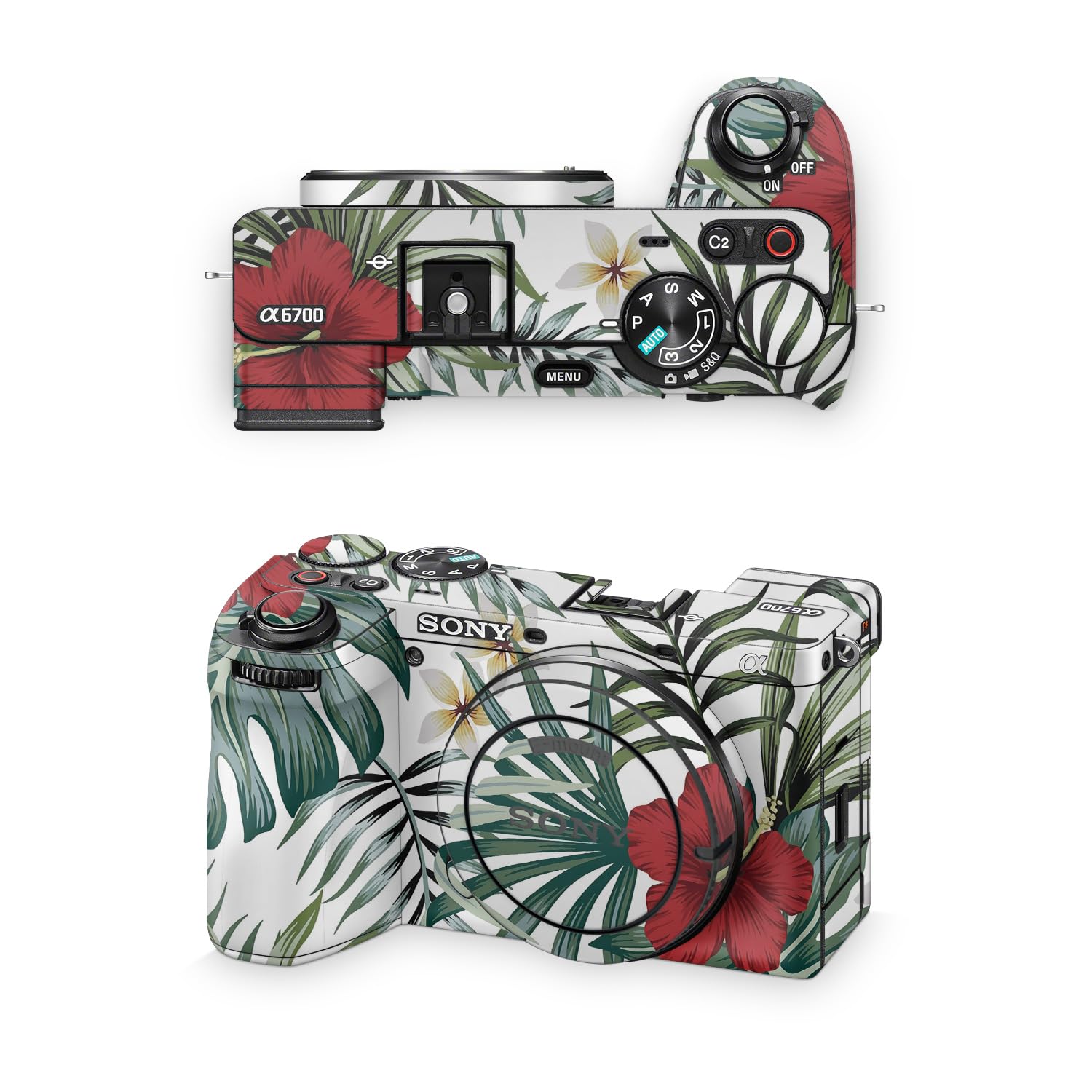 Camera Skin Compatible with Sony A6700 Mirrorless Camera (2023) - Tropical Hibiscus - Premium 3M Vinyl Protective Wrap Decal Cover - Easy to Apply | Crafted in the USA by MightySkins