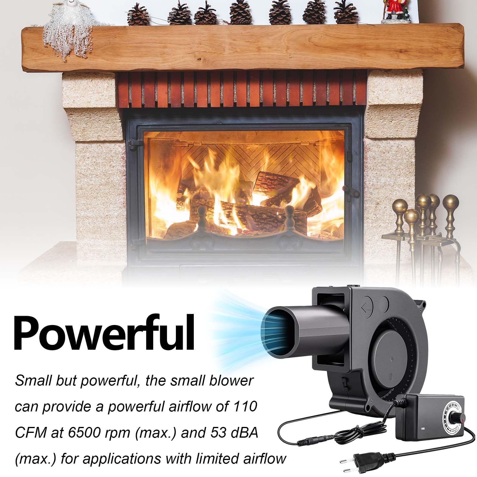 Ventilador Radial De 12 V, Ventilador De Refrigeración Ajustable Ventilador De Turbina De 220 V Con Controlador De Velocidad Para Picnic Calentadores De Camping Parrilla Estufa De Chimenea Inflable