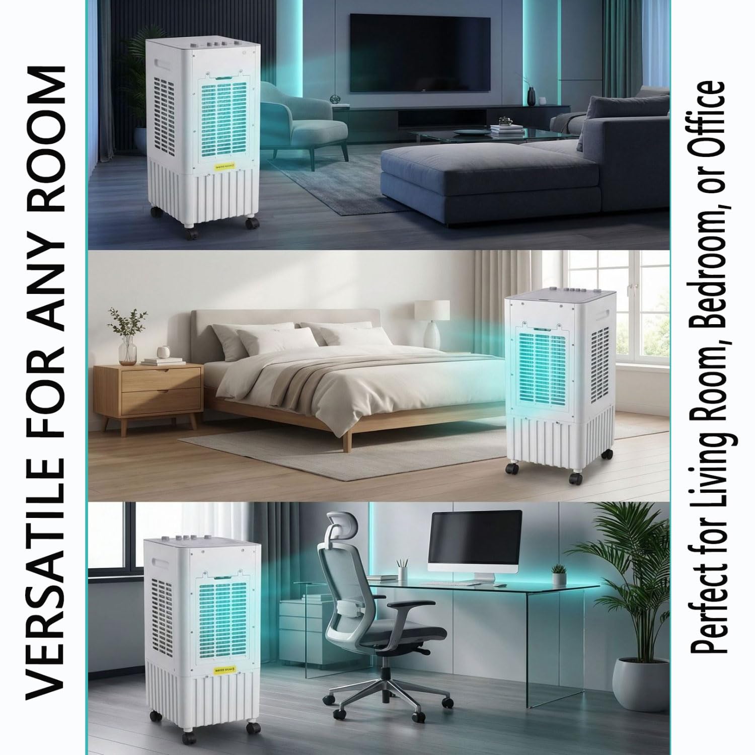 Condizionatori a Evaporazione Portatile senza tubo 10L Raffrescatore d'Aria con 3 Velocità Timer 8h 3 Modalità Oscillazione 60° Ventilatore Aria Fredda Climatizzatore Portatile per Camper Casa