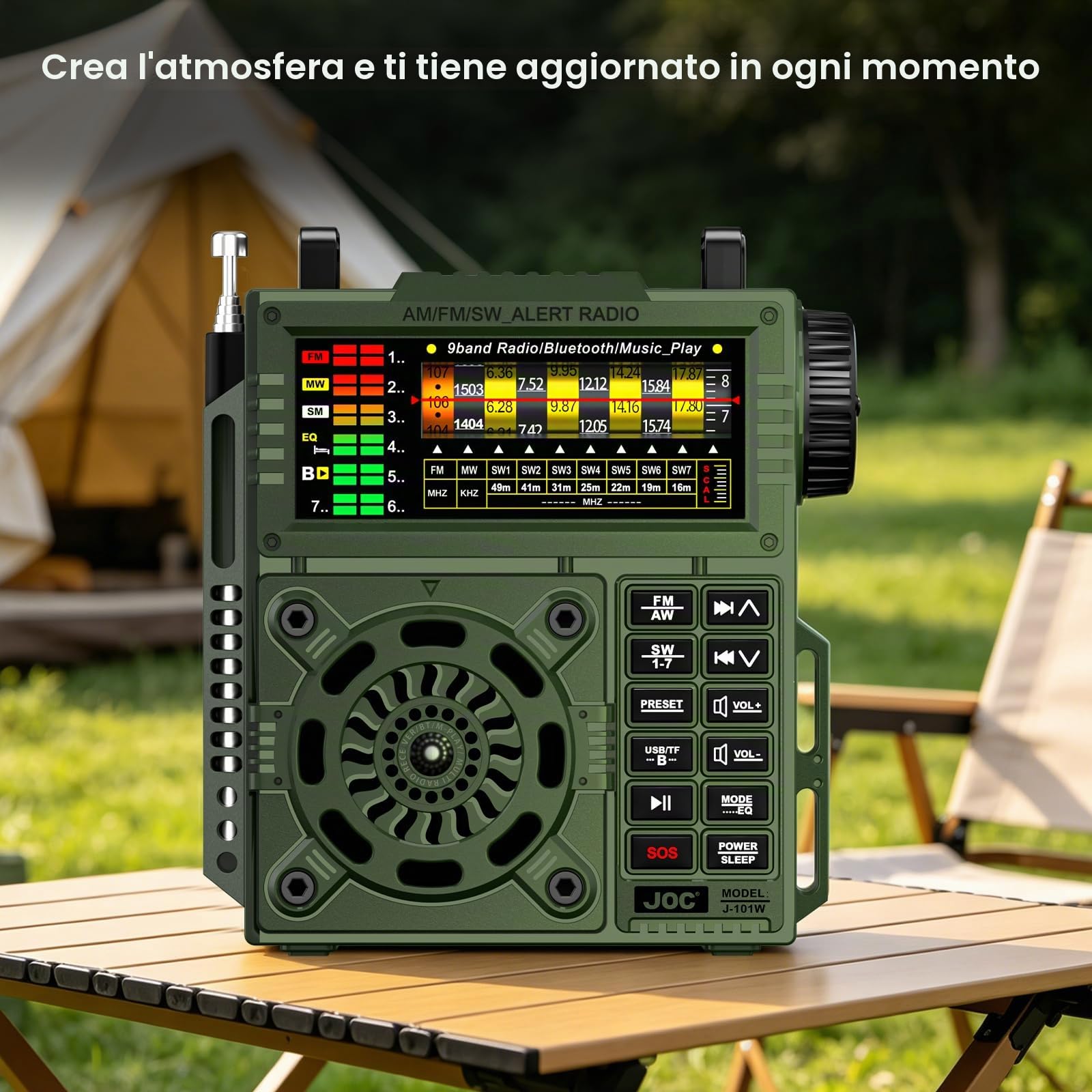 Ricevitore radio portatile multibanda con sintonizzatore antenna e batteria ricaricabile per uso esterno
