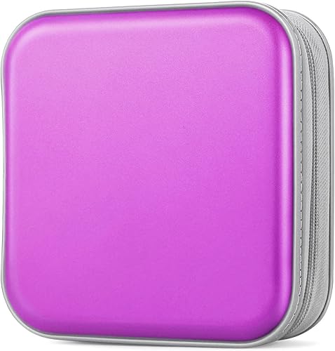 Funda para CD, funda para DVD, carpeta de 48 capacidades, fundas de CDDVD, organizador de carpetas para coche, hogar, viajes (puple)
