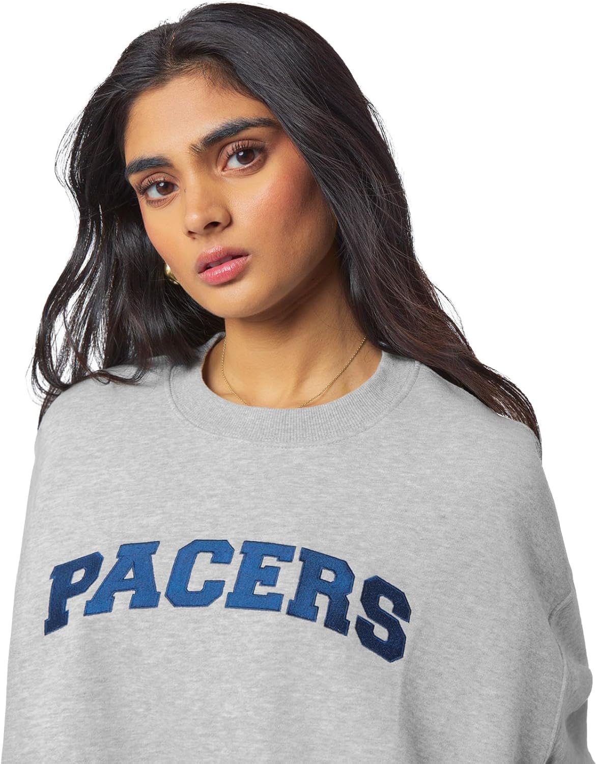Hype & Vice Women's NBA Officially Licensed Indiana Pacers Offside Crewneck Sweatshirt Pullover - Grey, M