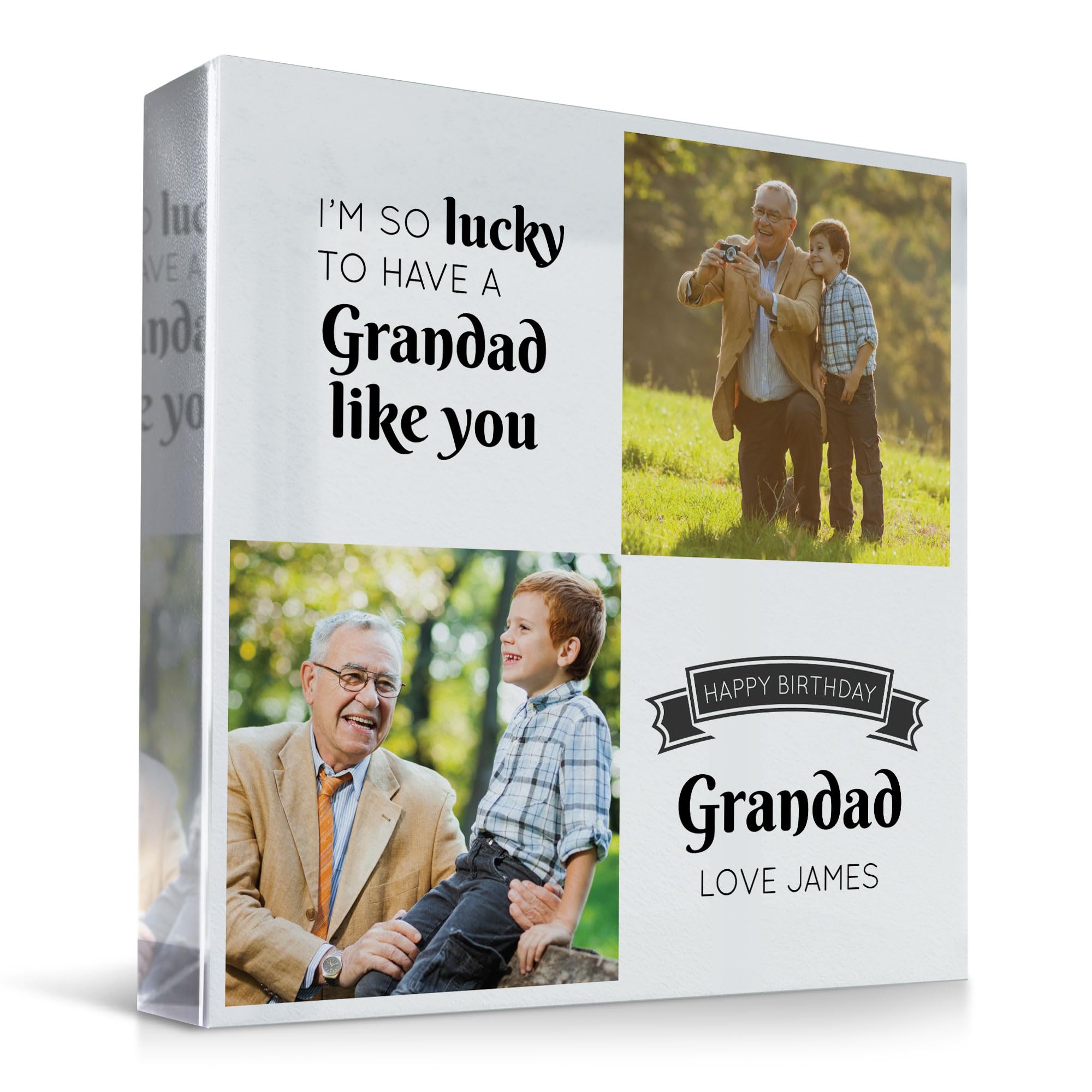 RED OCEAN Gift For GRANDAD For Birthday From Grandson Granddaughter Personalised Photo Block Birthday Gift For Grandad Gifts For Him Special Present For Grandad Thank You Gift Keepsake