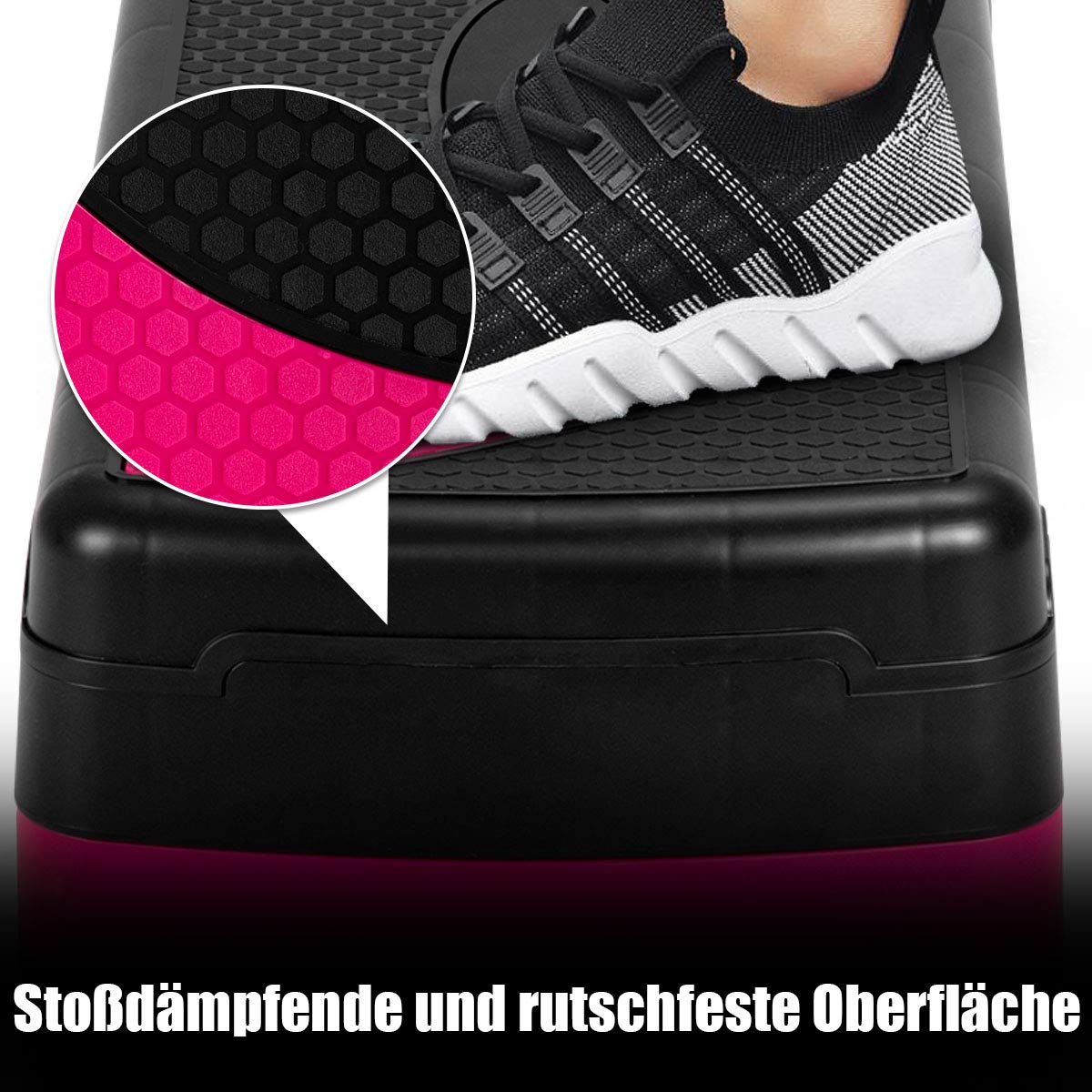 GYMAX Steppbrett höhenverstellbar, Stepper mit 3 Stufen(10/15/20 cm), Aerobic Stepper bis zu 250 kg belastbar, Stepbench aus PP, für Gymnastik, Fitness & Workouts
