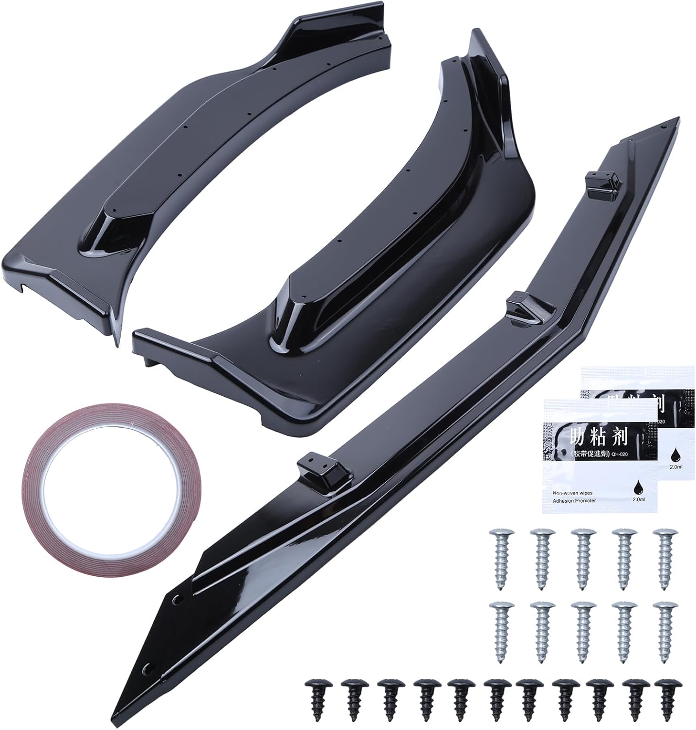 Front Bumper Lip Protector Compatible with Chevrolet Malibu 2019 2020 2021 Front Splitter Spoiler Glossy Black Automotive Body Kit