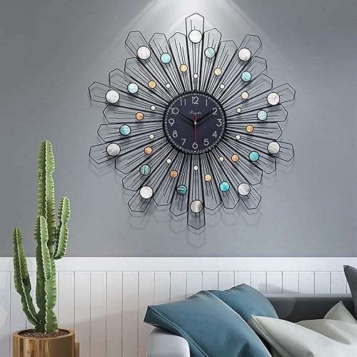 Clock Wall Clock Silent Art Wall Clock Creative Vintage Metal Clock, Glass DialSilent ClockElectronic Clocks, Art Decorative for Living Room,