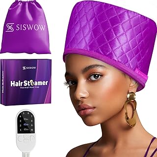 Hair Steamer For Natural Hair Home Use w/10-level Heats Up Quickly, Heat Cap For Deep Conditioning - Thermal Steam Cap For Black Hair, Great For Deep Conditioner (Purple)
