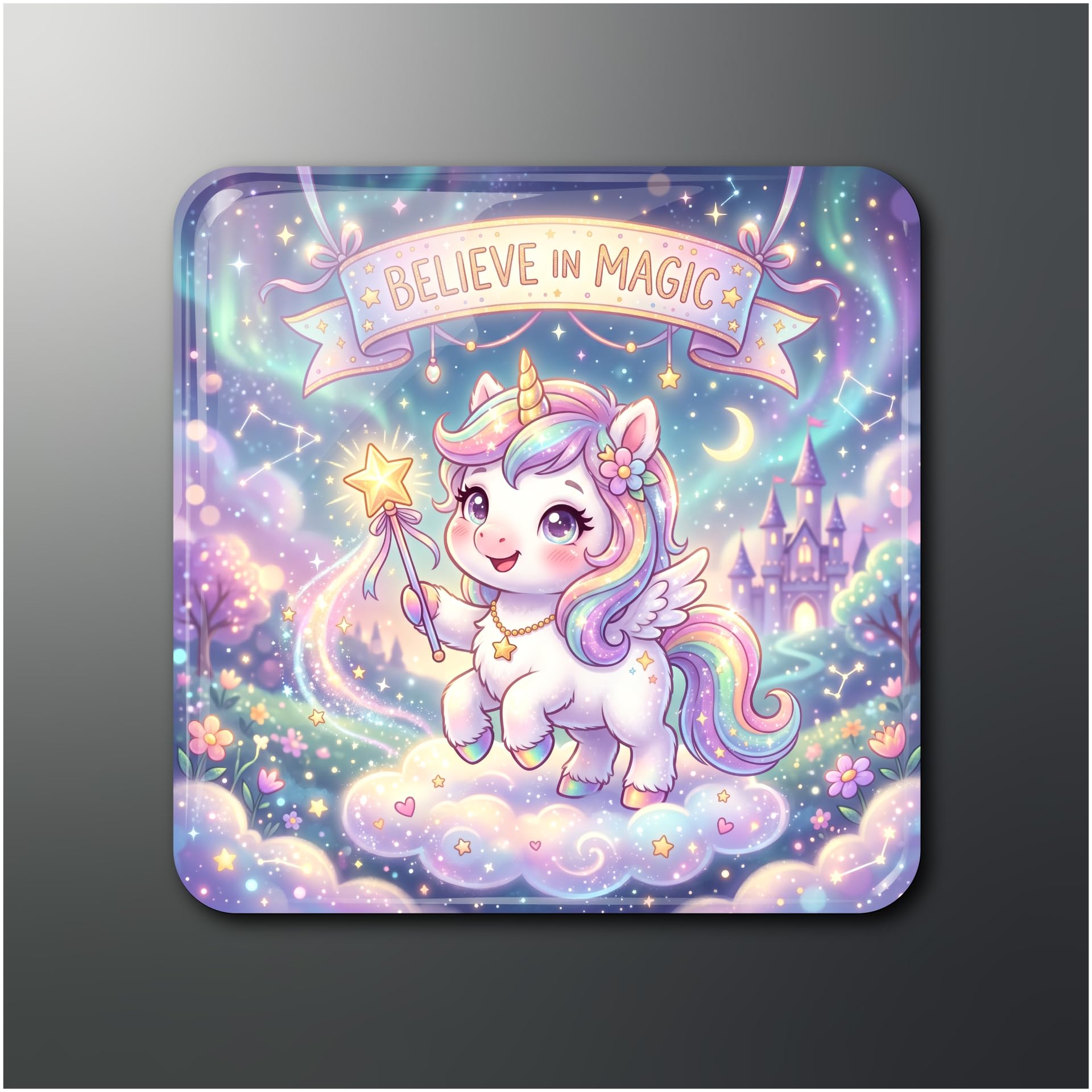 unicornです。 Buy Believe in Magic Unicorn Fridge Magnet, 2x2 in, Glossy Finish