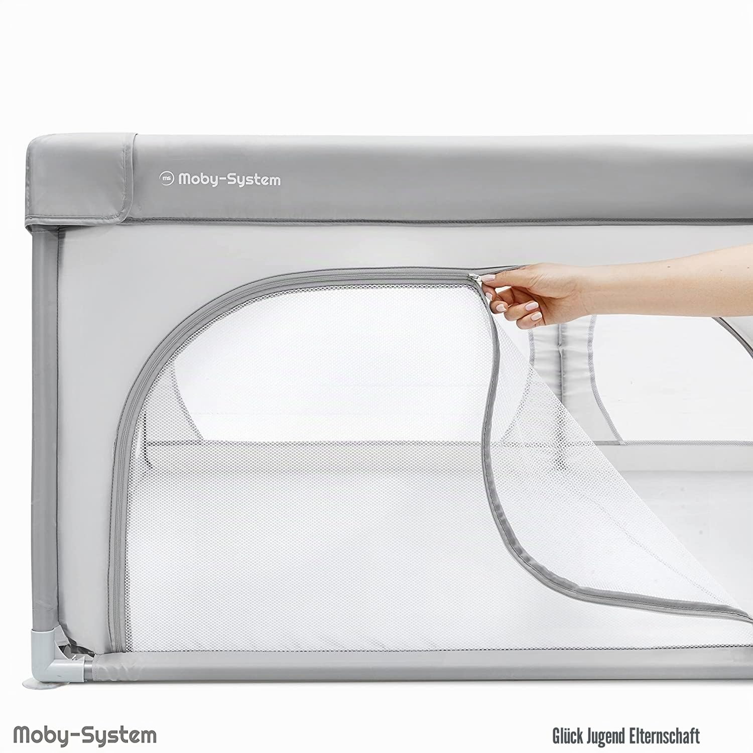 Moby-System Laufstall Baby Faltbar & Laufgitter, Aktivitätszentrum mit Rutschfester Basis - Wasserdichtes 210D PVC, Transporttasche, 200x140cm - Spielbereich für Kinder