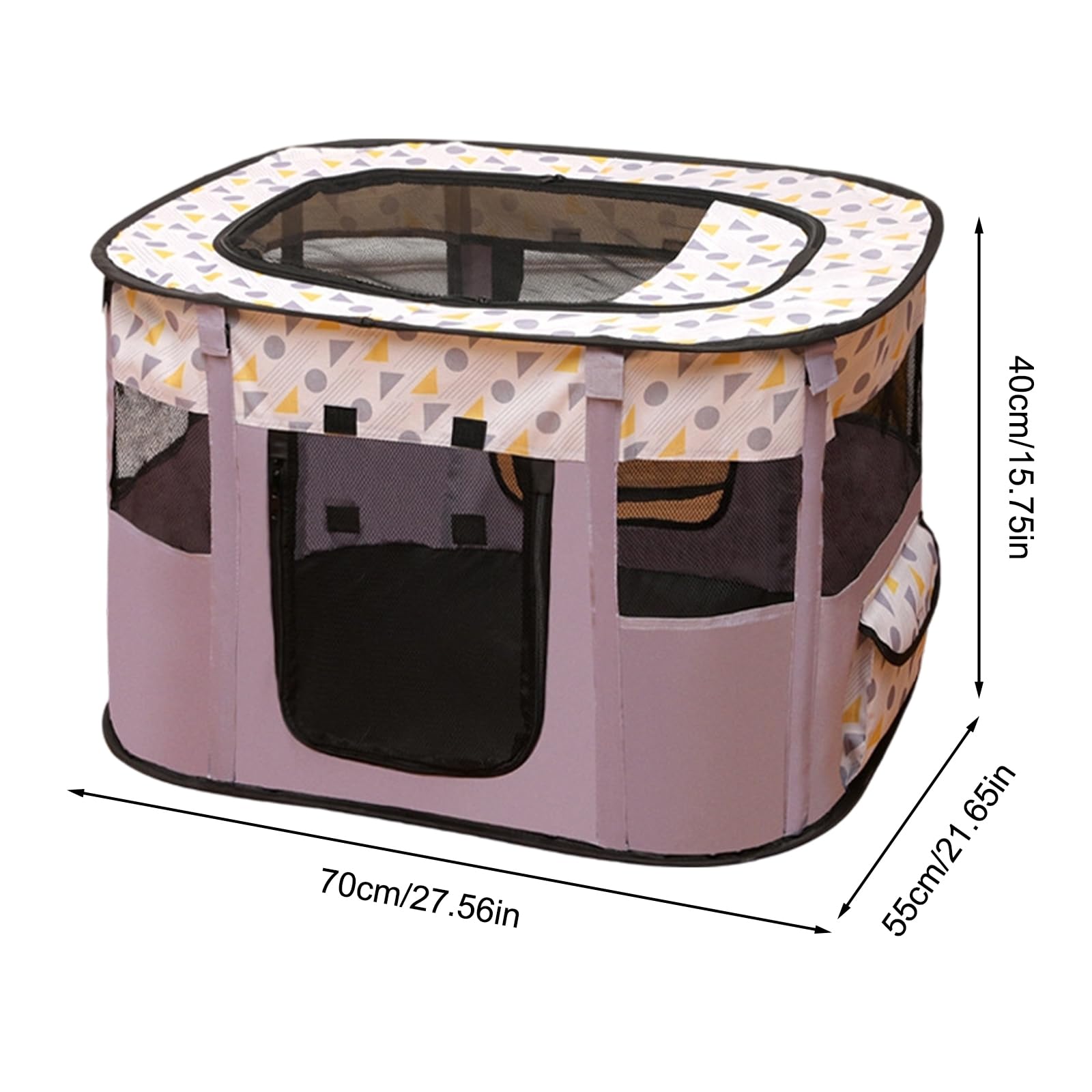 Recinto per Cani Pieghevole 70 x 55 x 40 cm, Recinto per Gatti da Interno Anche per Esterno, Box Traspirante Portatile per Gatti Conigli Cuccioli