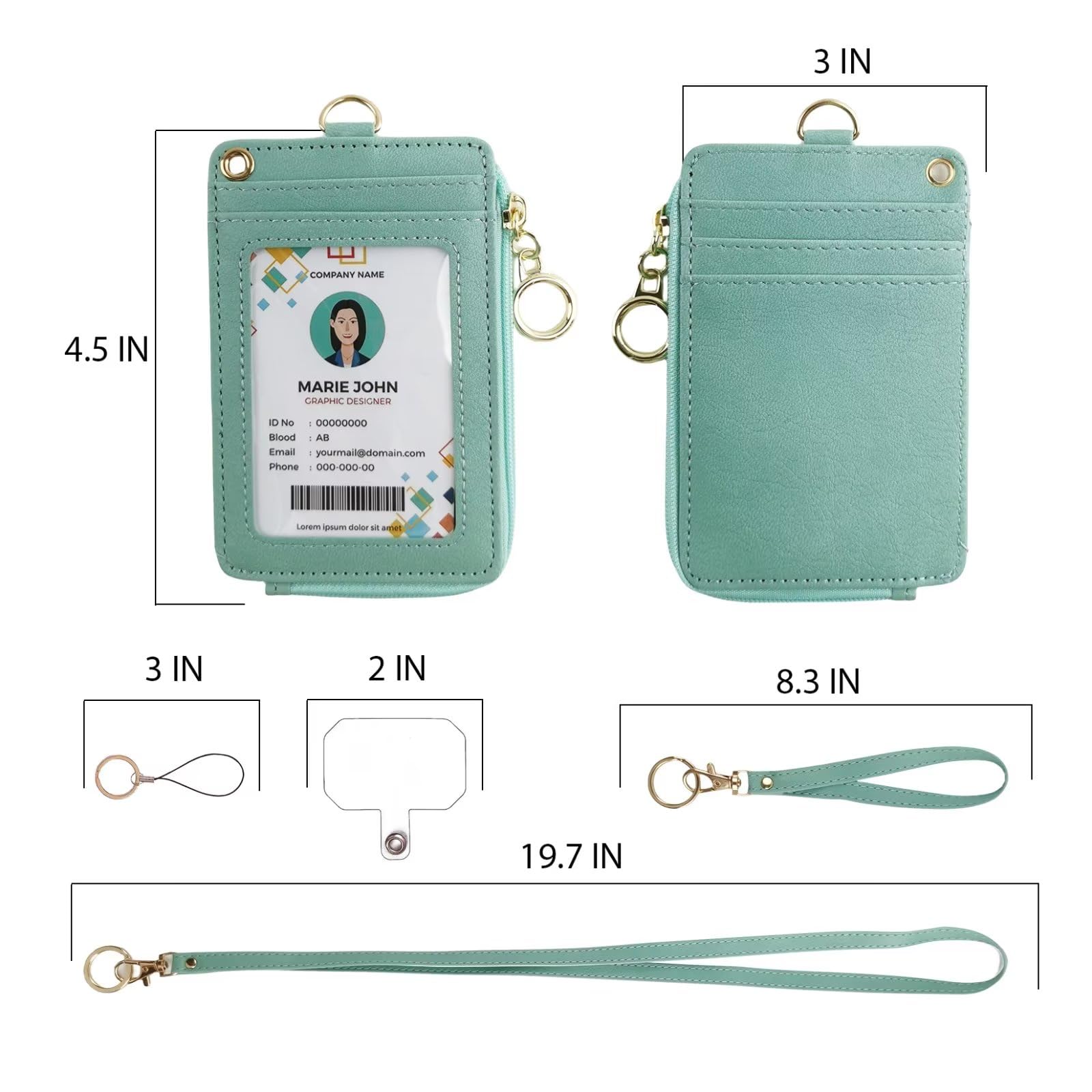 bolimoss ID Badge Holder with Lanyard Wallet, PU Leather ID Badge Card Holder with 1 Clear ID Window, 4 Credit Card Slots - Image 2