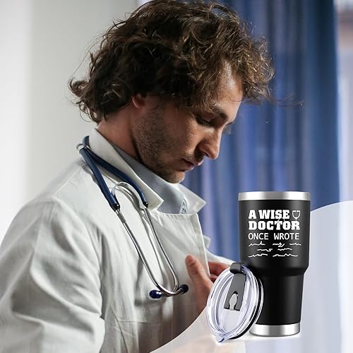 Miniatura 5 de Regalos para médicos, regalos de 30 onzas para médicos, regalos de Navidad para médicos, vaso para médicos, un médico sabio una vez escribió, vaso