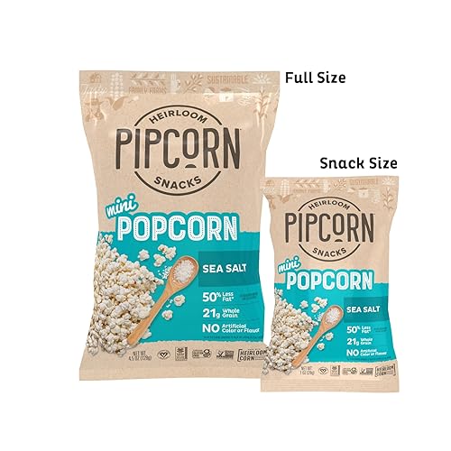 Vista 25 de Heirloom - Mini palomitas de maíz de Pipcorn - 4.5 onzas, paquete de 6 unidades, sin gluten, maíz reliquia sin OMG, bocadillos no artificiales y sin