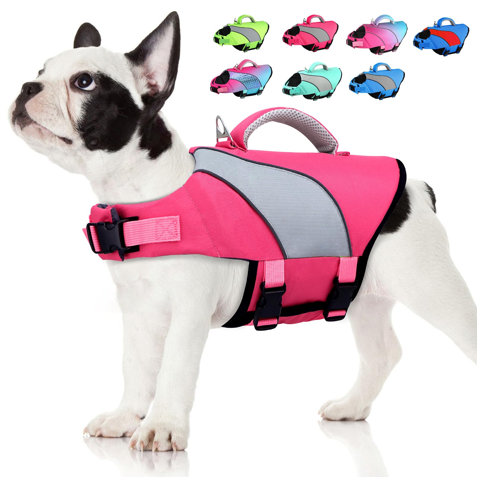 Doglay Dog Life Jacket, Adjustable & Reflective Dog Life Vest for Swimming and Boating, High Buoyancy Swimming Safety Vest with Rescue Handles and